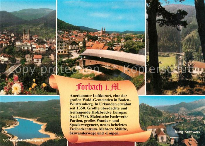 Forbach Baden Stadtpanorama Holzbruecke Murg Kraftwerk Schwarzenbachtalsperre Sc