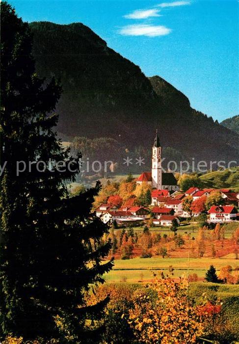 Pfronten Ostallgaeu Bayern Ortsansicht mit Kirche Allgaeuer Alpen
