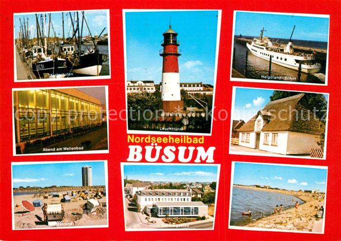 Buesum Nordseebad Leuchtturm Helgoland-Schiff Kutterhafen