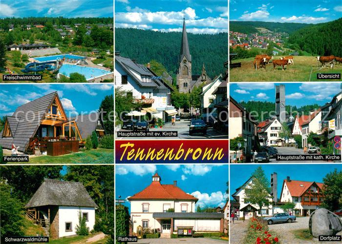 Tennenbronn Hauptstrasse katholische Kirche Rathaus