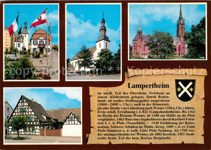 Lampertheim Bergstrasse Rathaus Kath Kirche St Andreas Ev Domkirche Heimatmuseum