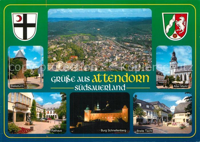 Attendorn Bieketurm Fliegeraufnahme Alter Markt Rathaus Burg Schnellenburg Breit