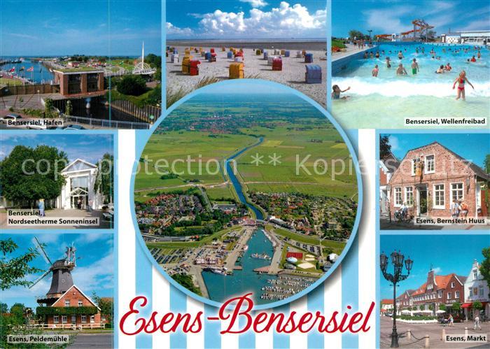 Bensersiel Hafen Nordseetherme Sonneninsel Peldemuehle Strand Fliegeraufnahme We