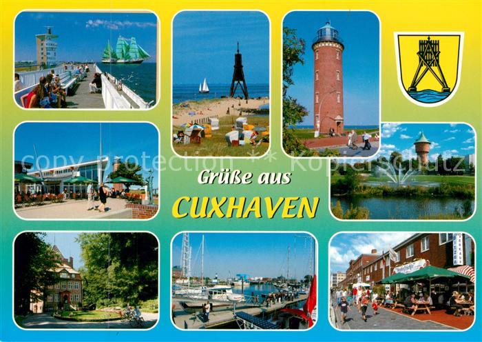 Cuxhaven Nordseebad Strand Leuchttuerme Parkt Hafen Strassenpartie