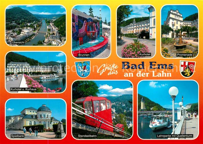 Bad Ems Panorama Brunnen Kurhotel Promenade Kurhaus Spielbank Standseilbahn Lahn