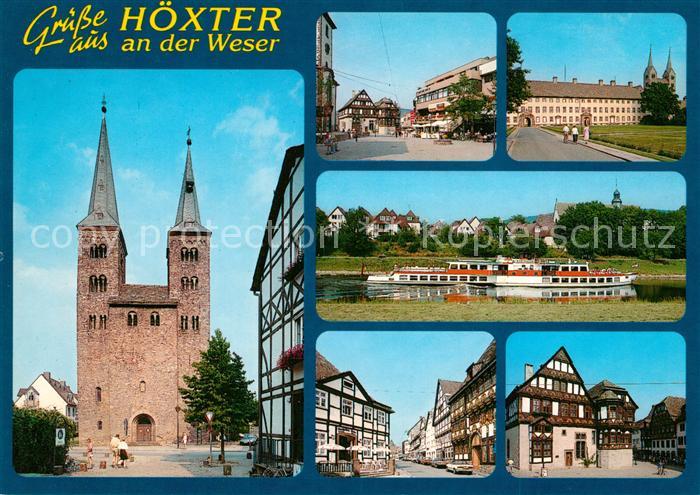 Hoexter Weser Kirche Schloss Fahrgastschiff Ortsmotive