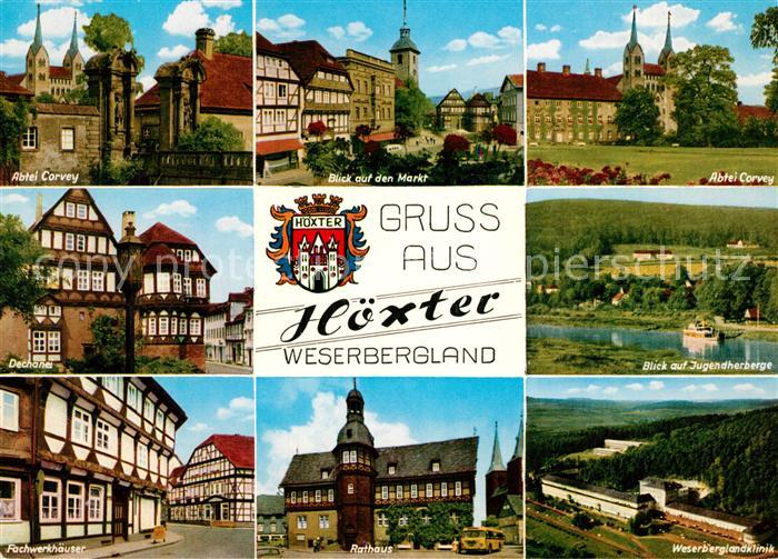 Hoexter Weser Abtei Corvey Markt Dechanei Jugendherberge Fachwerkhaeuser Raathau