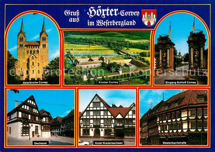 Hoexter Weser Abteikirche Corvey Kloster Eingang Schloss Corvey Dechanei Hotel N