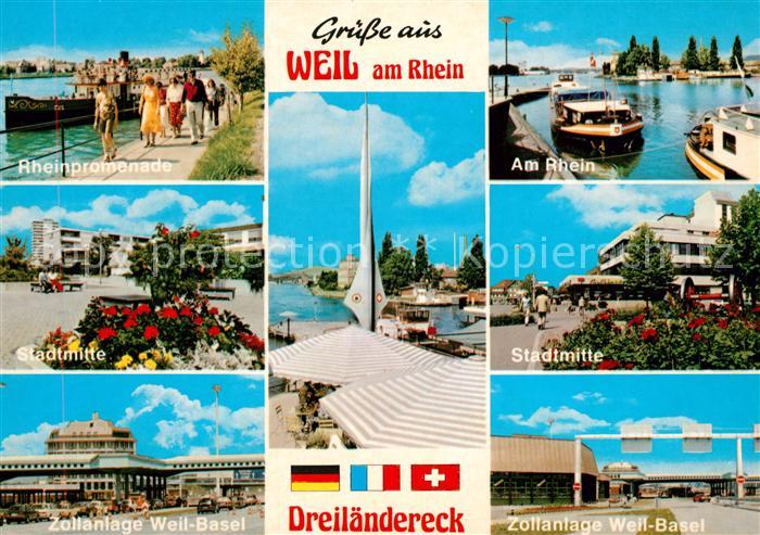 Weil am Rhein Rheinpromenade Stadtmitte Zollanlage Weil Basel Dreilaendereck Sta
