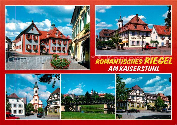 Riegel Kaiserstuhl Ortsmotive Kirche Baeckerei Bruecke