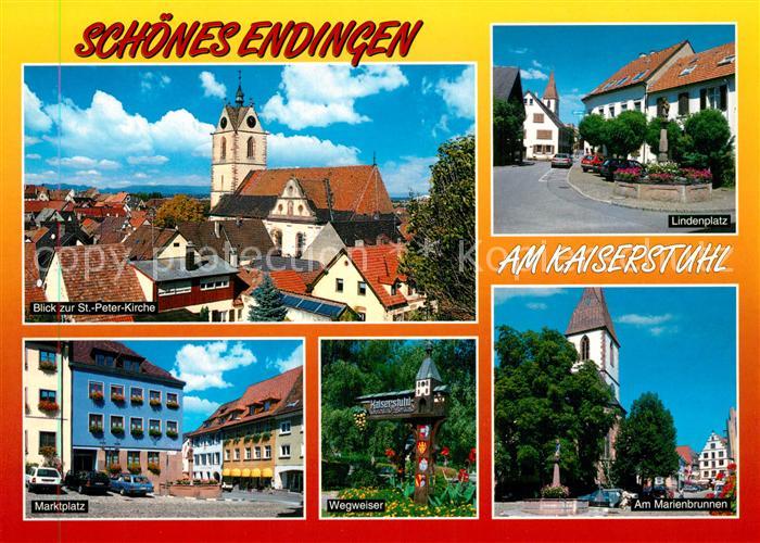 Endingen Kaiserstuhl St Peter Kirche Lindenplatz Marktplatz Wegweiser Marienbrun