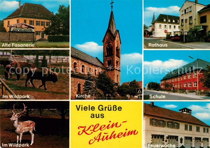 Klein-Auheim Alte Fananerie Wildpark Bueffel Hirsche Kirche Rathaus Schule Feuer