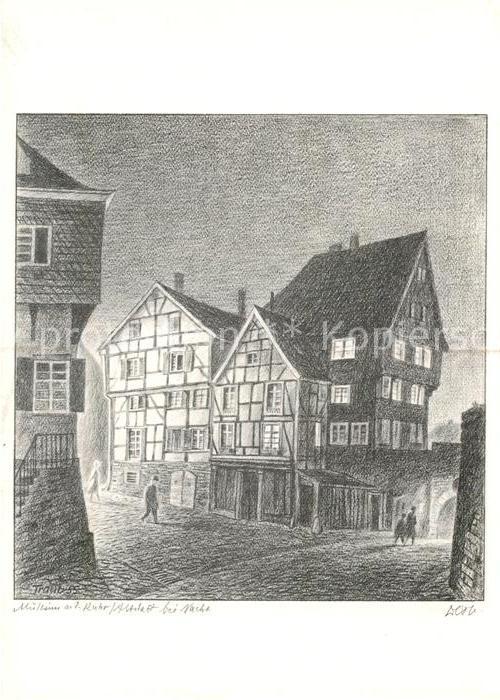 Muelheim Ruhr Stadtansichten Zeichnung