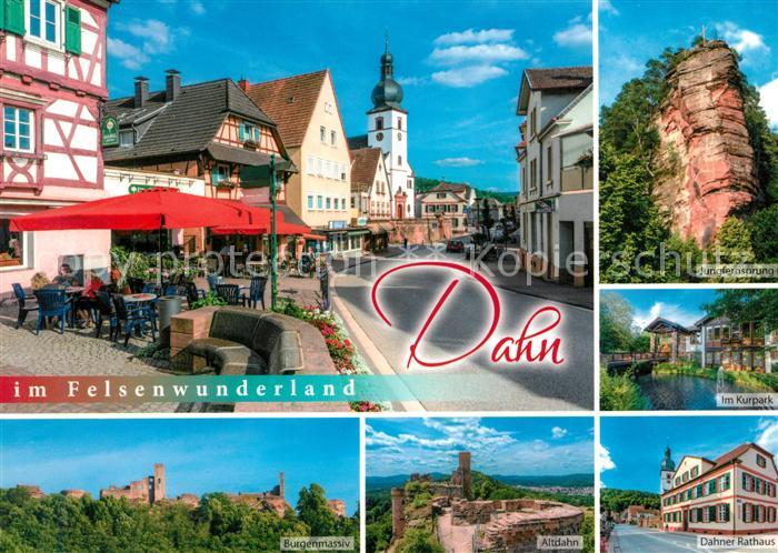 Dahn Strassenpartie Jungfernsprung Kurpark Burgenmassiv Altdahn Dahner Rathaus