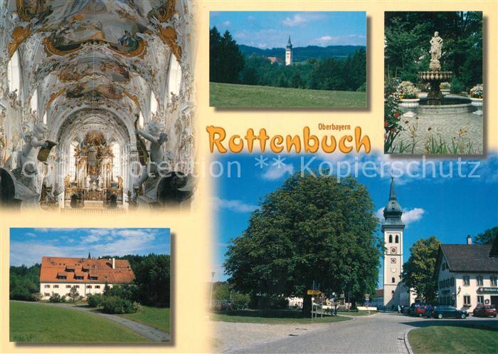 Rottenbuch Oberbayern Ehem Stiftskirche Park Brunnen Strassenpartie