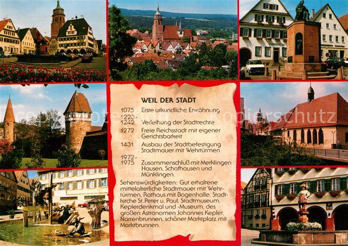 Weil der Stadt Rathaus Kirche Brunnen Turm Ortsmotive