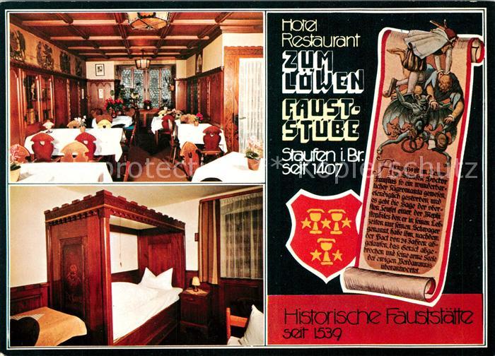 Staufen Breisgau Hotel Restaurant zum Loewen Gaststube Historische Fauststaette