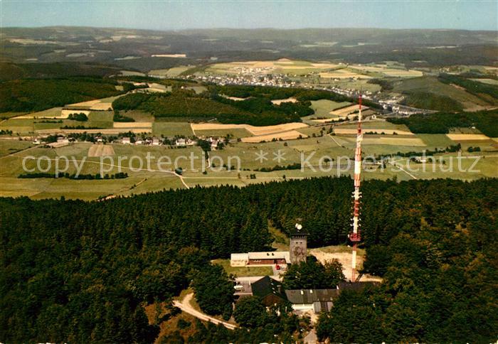 Herscheid Sauerland Fliegeraufnahme mit Herscheider Schutzhuette und WDR Sender