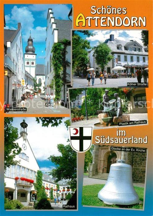 Attendorn Wasserstr Koelner Str Rathaus Plastik Glocke an der Ev Kirche