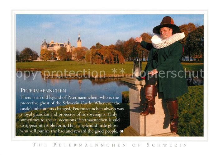 Schwerin Mecklenburg Das Petermaennchen mit Schweriner Schloss