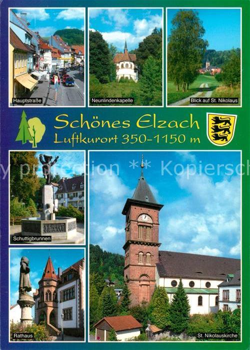 Elzach Hauptstrasse Neunlindenkapelle St Nikolaus Schuttigbrunnen Rathaus St Nik