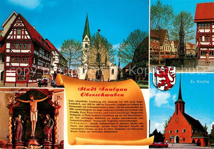 Saulgau Fachwerkhaus Ev Kirche Brunnen Schwedenkapelle