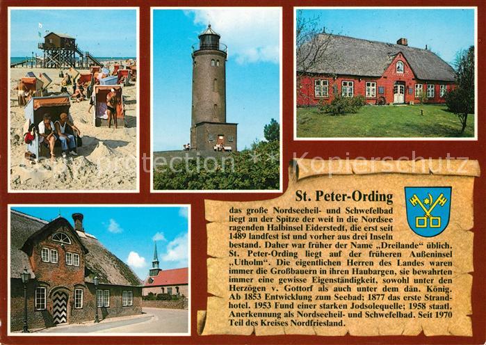 St Peter-Ording Badestrand Boehler Leuchtturm Alte Dorfschule Heimatmuseum Kirch