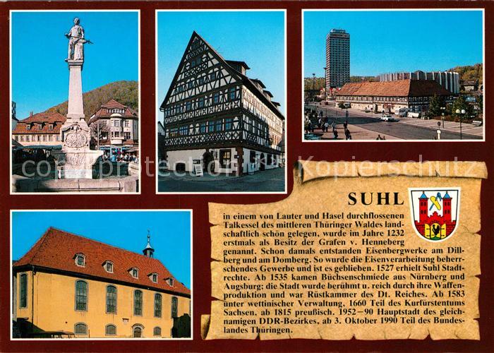 Suhl Thueringer Wald Marktbrunnen Rathaus Waffenmuseum Hauptkirche St Marien