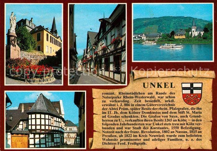 Unkel Rhein Denkmal Brunnen Gasse Rheinpartie Fachwerkhaus