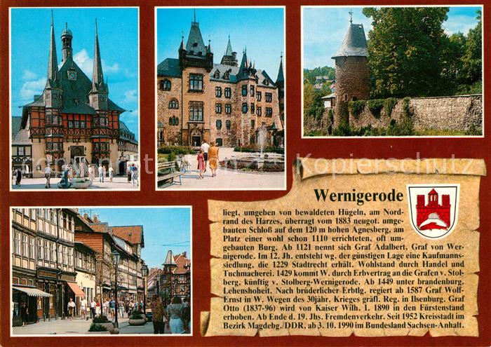 Wernigerode Harz Rathaus Schloss Wallgraben Fussgaengerzone