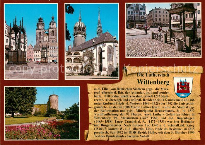 Wittenberg Lutherstadt Markt Rathaus Lutherdenkmal Schlosskirche Marktbrunnen Sc