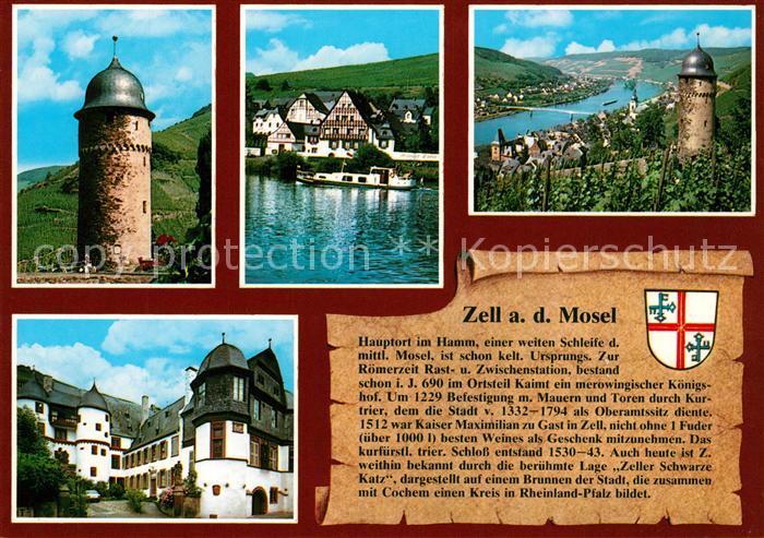 Zell Mosel Runder Turm Alte Fachwerkhaeuser Moselblick Kurfuerstl Schloss