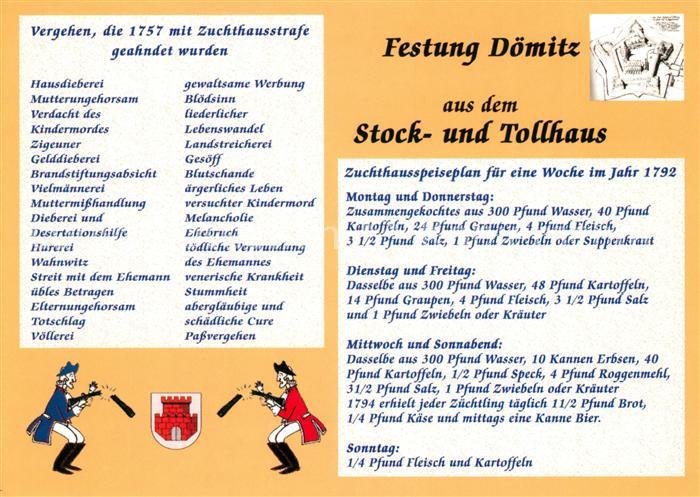 Doemitz Museum Festung Doemitz Zuchthaus Speiseplan aus dem Stock und Tollhaus