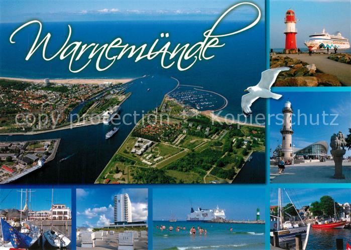 Warnemuende Ostseebad Fliegeraufnahme Leuchtturm Dampfer