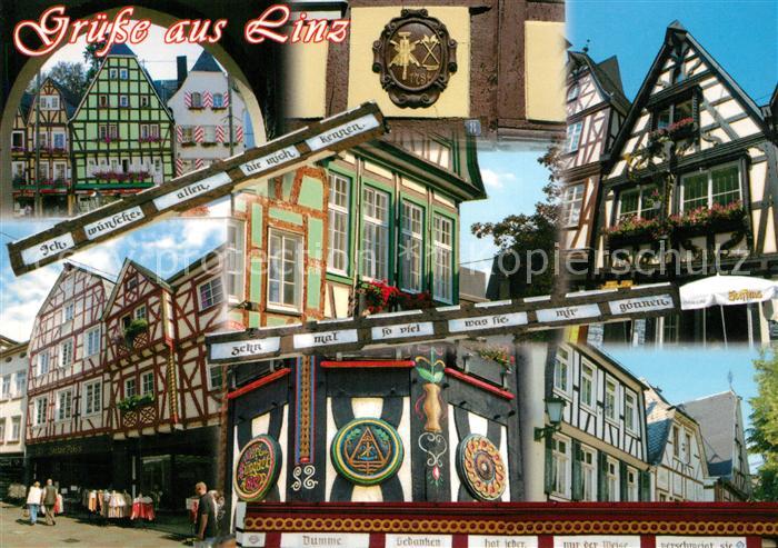 Linz Rhein Stadtansicht Spruch Fachwerkhaeuser
