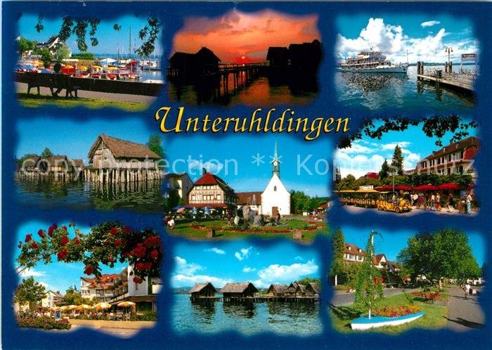 Unteruhldingen Pfahlbauten Kirche Anleger Sonnenuntergang