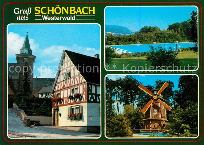 Herborn Hessen Schoenbach Muehle Schwimmbad Ortsansicht