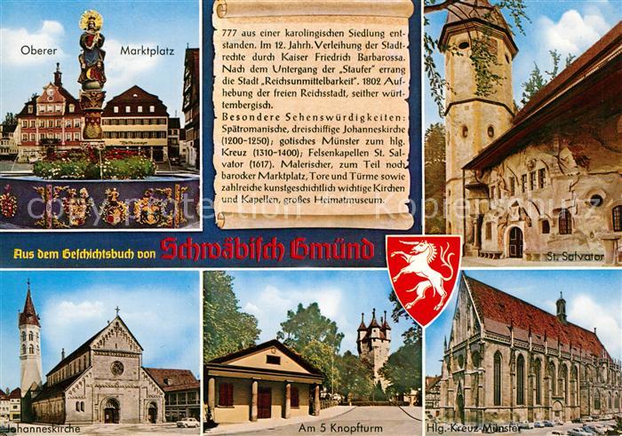 Schwaebisch Gmuend Oberer Marktplatz Sankt Salvator Johanneskirche Knopfturm