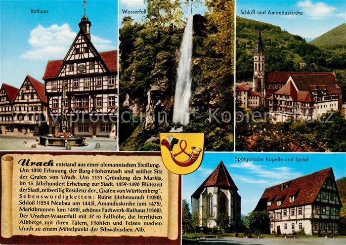 Urach Schwarzwald Rathaur Schloss Amanduskirche Wasserfall Spaetgotische Kapelle