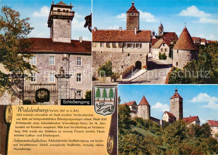 Waldenburg Wuerttemberg Schlosseingang Panorama