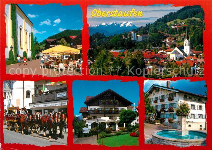 Oberstaufen Panorama Pferdekutsche Brunnen Stadtansichten
