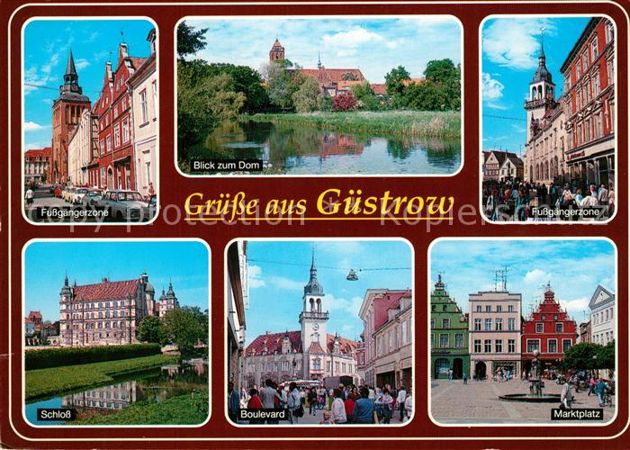 Guestrow Mecklenburg Vorpommern Dom Fussgaengerzone Schloss Marktplatz Boulevard