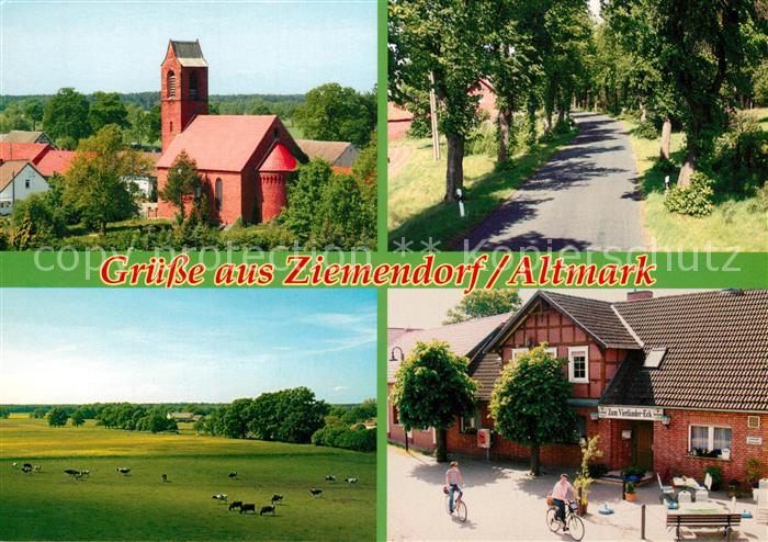 Ziemendorf Dorfkirche Dorfstrasse Gaststaette Zum Vierlaender-Eck Gemeindebuero