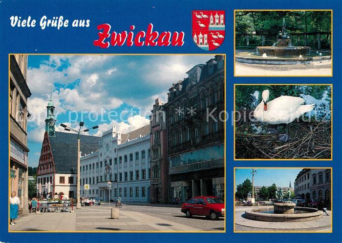 Zwickau Sachsen Rathaus Gewandhaus Brunnen Hauptmarkt