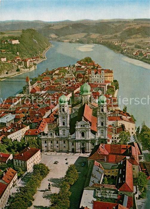 Passau Fliegeraufnahme Dom Altstadt