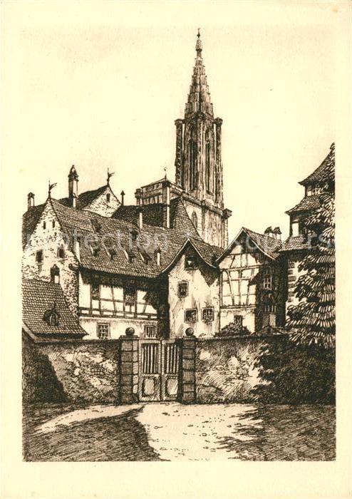 Alt Strassburg Sankt Magdalenenplatz Zeichnung Klippstiehl