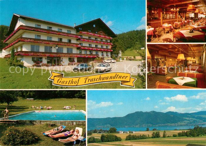 Abtsdorf Attersee Gasthof Pension Traschwandter Restaurant Swimming Pool Landsch