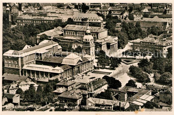 Darmstadt Fliegeraufnahme mit Theater und Museum