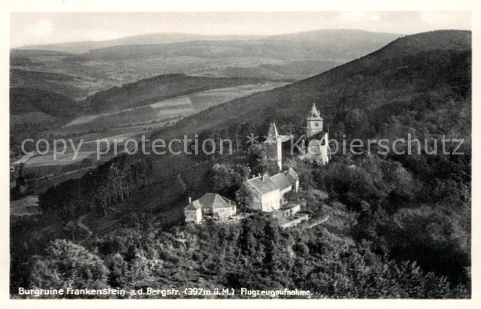 Frankenstein Bergstrasse Burgruine Frankenstein Fliegeraufnahme