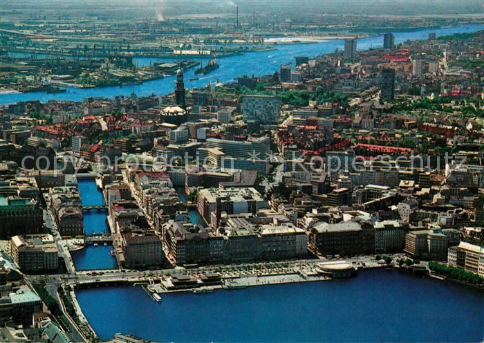 Hamburg Jungfernstieg Elbeblick Fliegeraufnahme